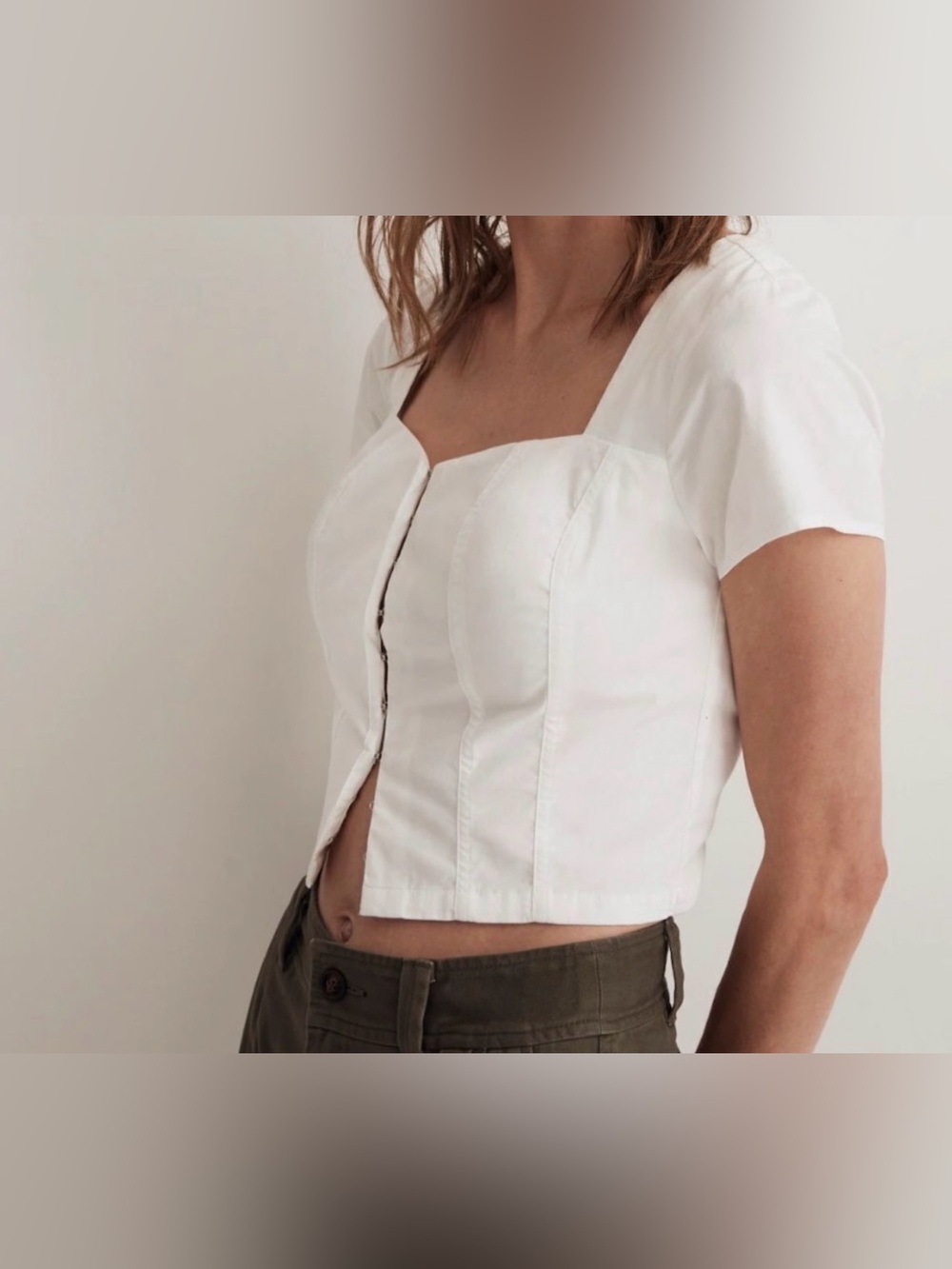 Madewell Poplin Hook-Front Top NWT Size 10